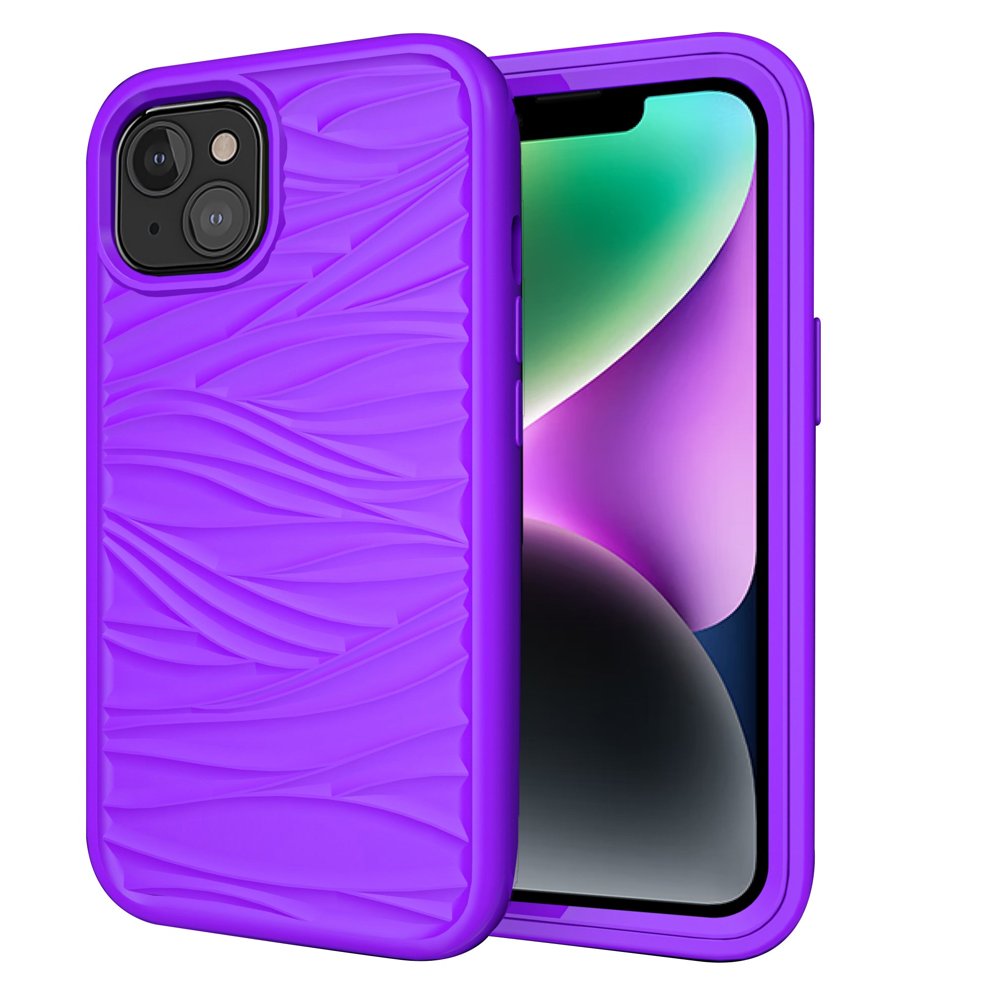For iPhone 14 Plus PC+Silicone Hybrid Phone Case Detachable 2-in-1 Anti-Slip Wave Texture Phone Cover For iPhone 14 Plus PC+Silicone Hybrid Phone Case Detachable 2-in-1 Anti-Slip Wave Texture Phone Cover